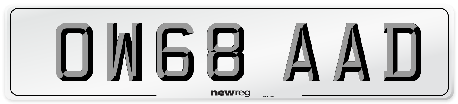 OW68 AAD Number Plate from New Reg